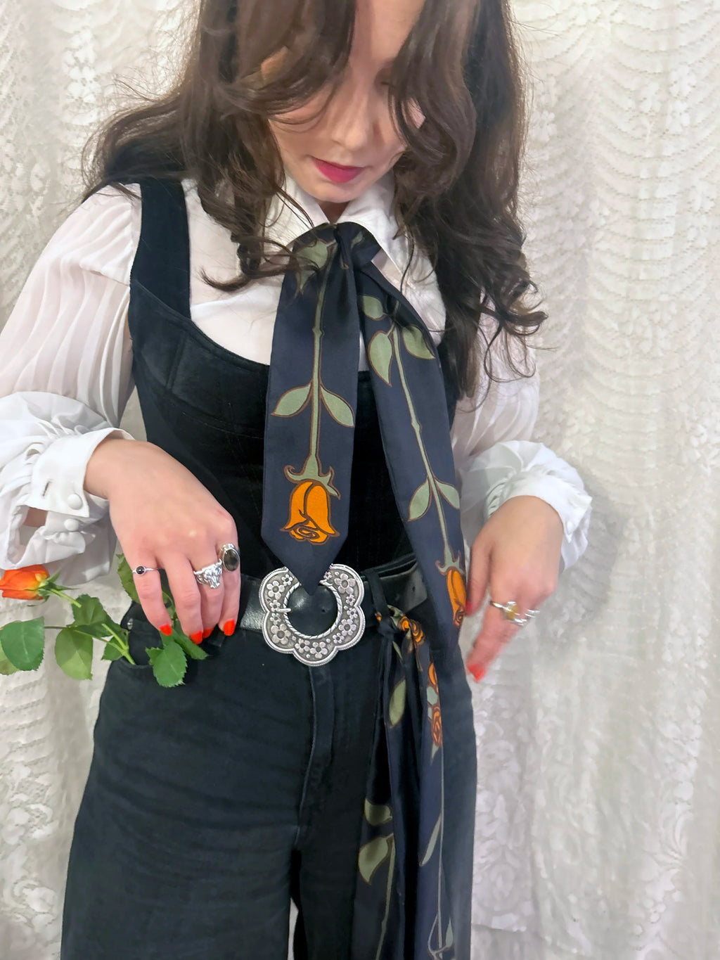 Misty Roses Organic Cotton Skinny Scarf