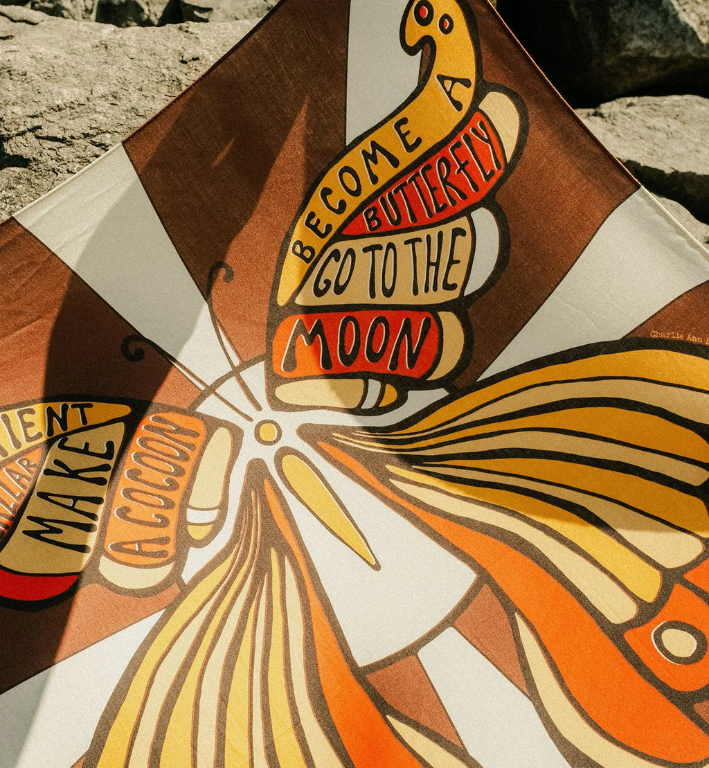 Patience Is A Butterfly Brown Cotton Scarf