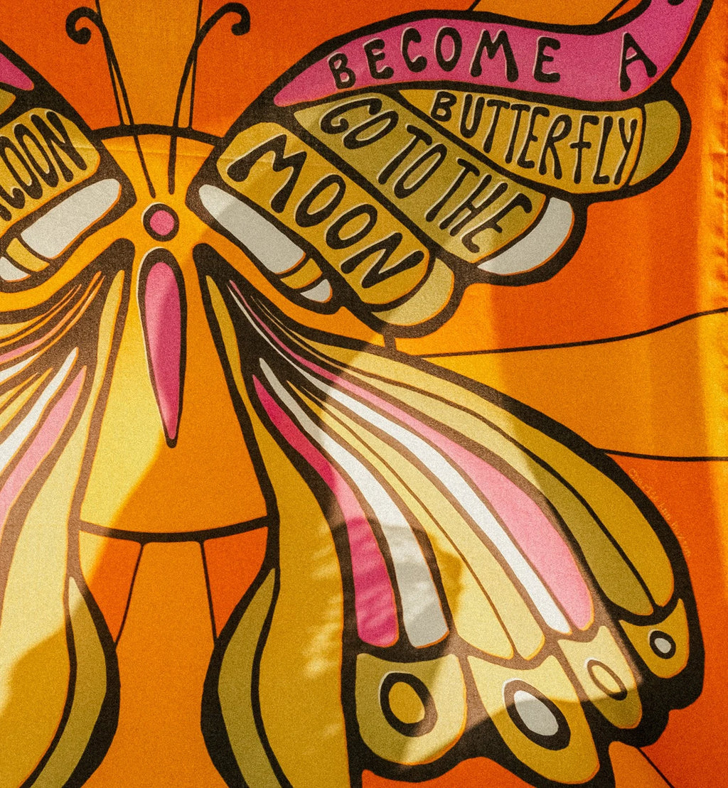 Patience Is A Butterfly Orange Cotton Scarf