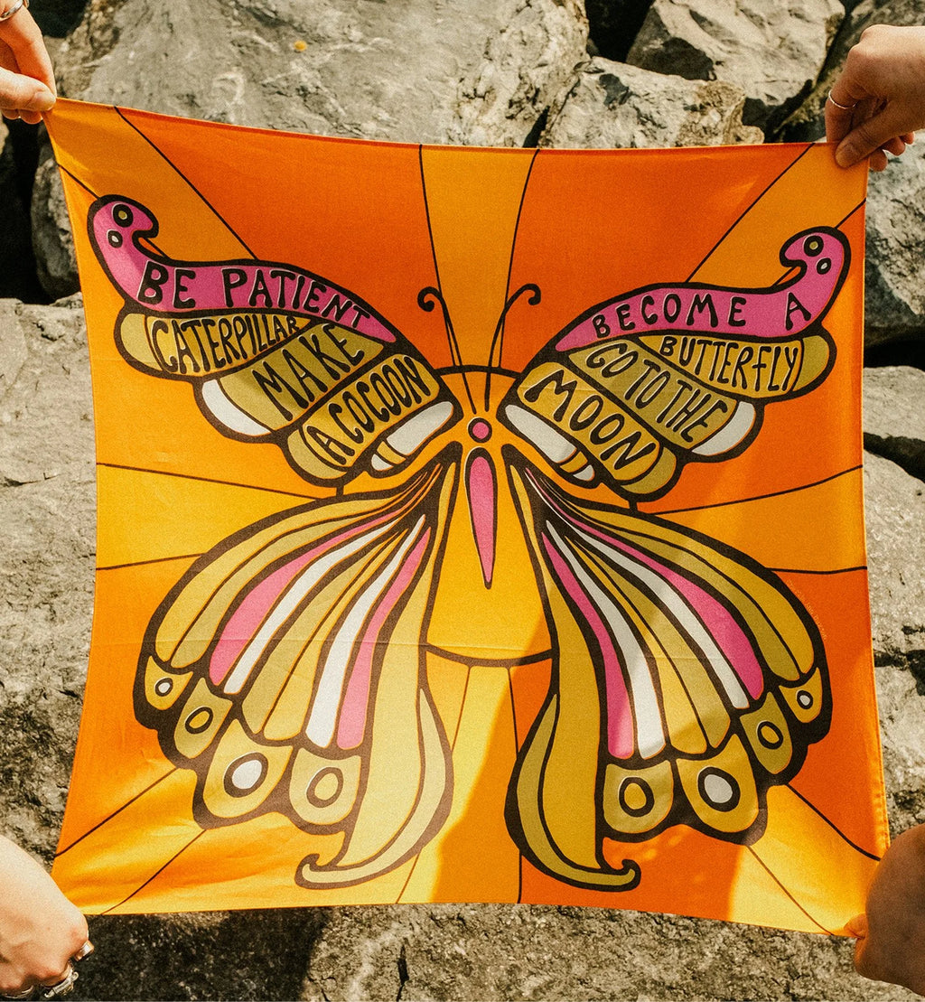 Patience Is A Butterfly Orange Cotton Scarf